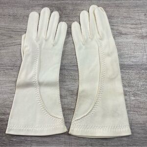 Vintage Women Gloves Elvette By Dawnelle White Size 6 - 10” In Length